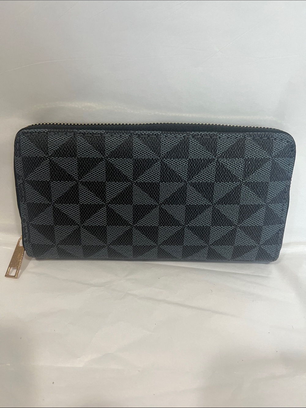 Textured Black Zip-Around Wallet - Women Bags